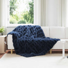 Non-slip faux rabbit fur blanket Olite Navy Blue 150 x 220 cm