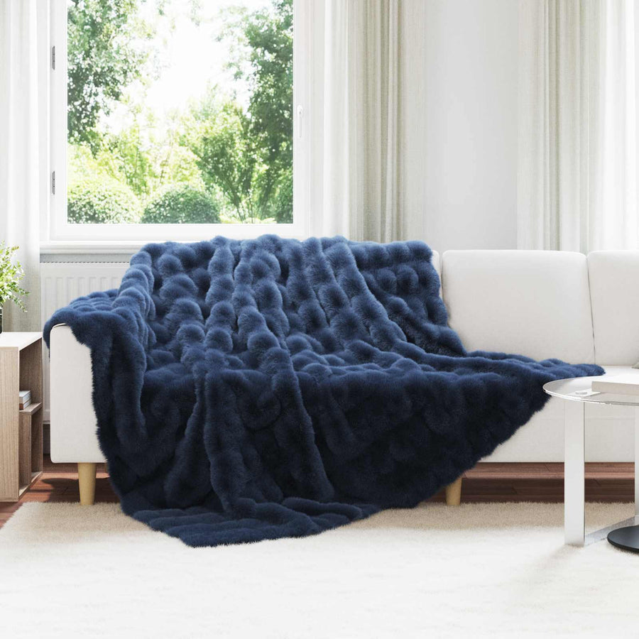 Neppels Konijnenbont Deken Marineblauw 240 x 270 cm Polyester