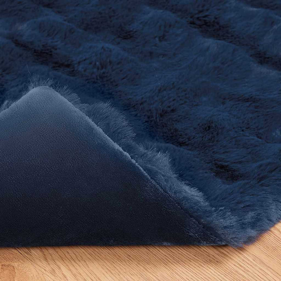Neppels Konijnenbont Deken 4 pcs Marineblauw 150 x 220 cm
