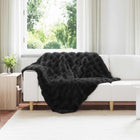 Anti-slip faux rabbit fur blanket Olite Black 130 x 150 cm