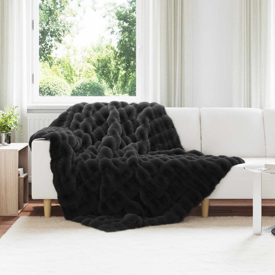 Neppels Konijnenbont Deken Zwart 150 x 220 cm Polyester