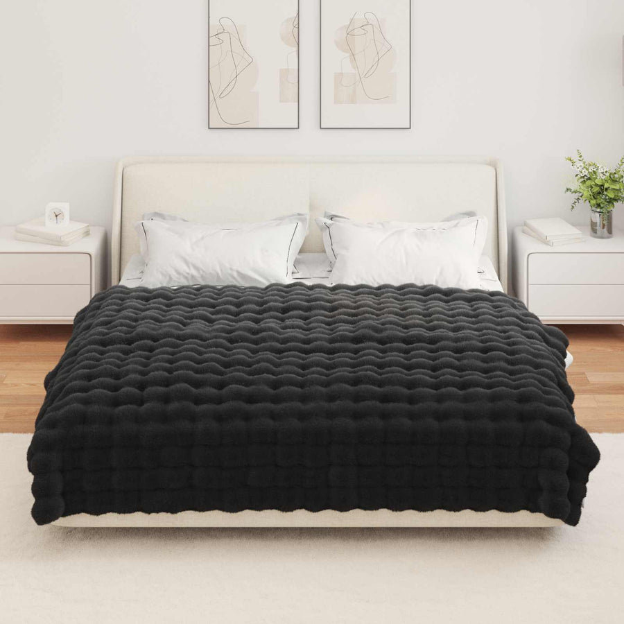 Neppels Konijnenbont Deken Zwart 150 x 220 cm Polyester