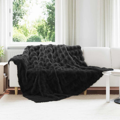 Neppels Konijnenbont Deken Zwart 220 x 240 cm Polyester