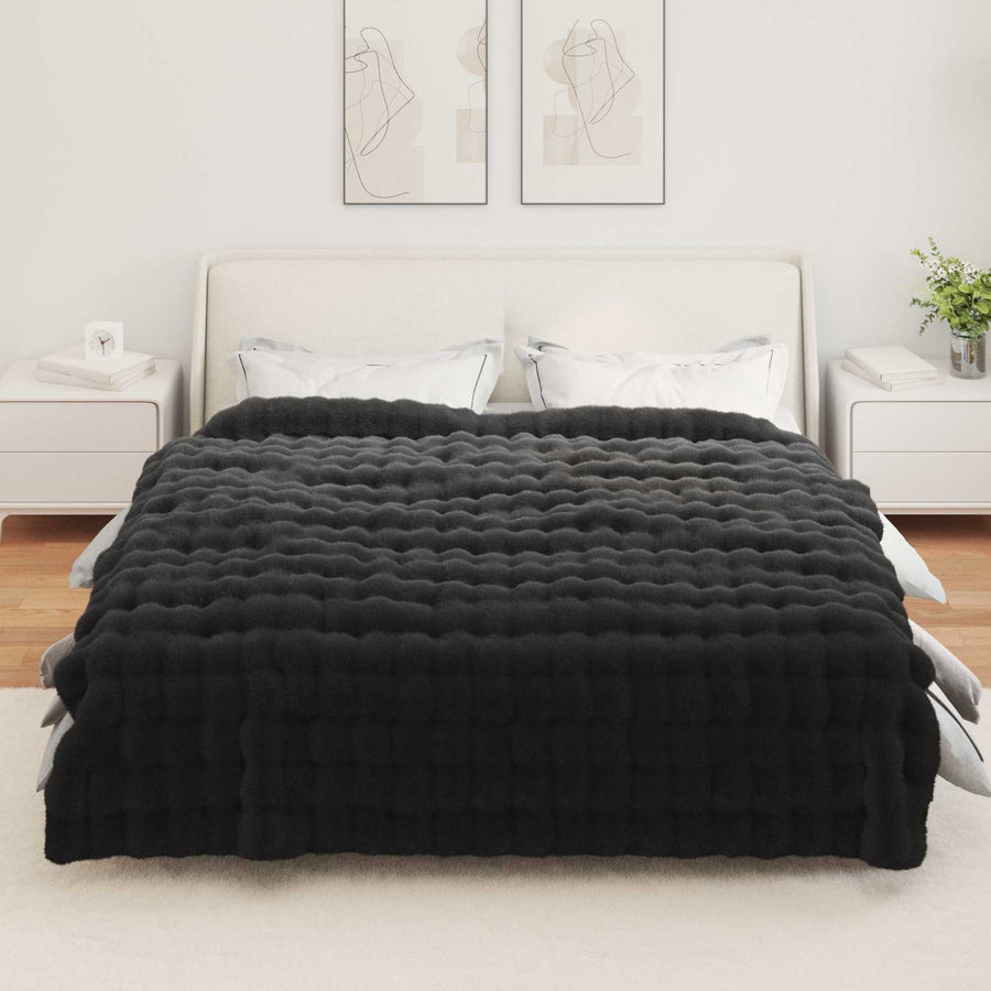 Neppels Konijnenbont Deken Zwart 220 x 240 cm Polyester