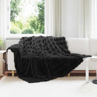 Non-slip faux rabbit fur blanket Olite Black 240 x 270 cm