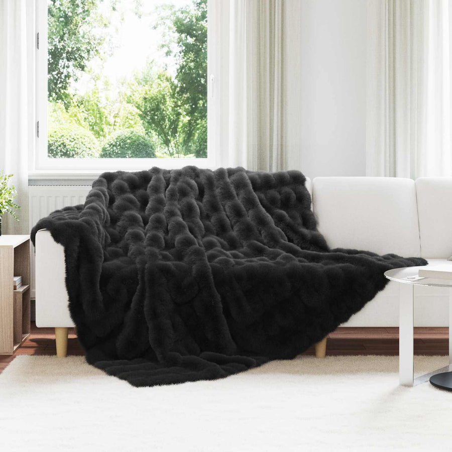 Neppels Konijnenbont Deken Zwart 240 x 270 cm Polyester