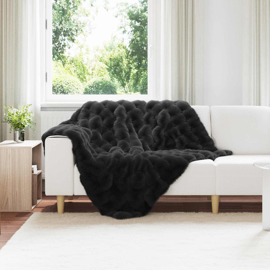 Neppels Konijnenbont Deken 4 pcs Zwart 130 x 150 cm Polyester
