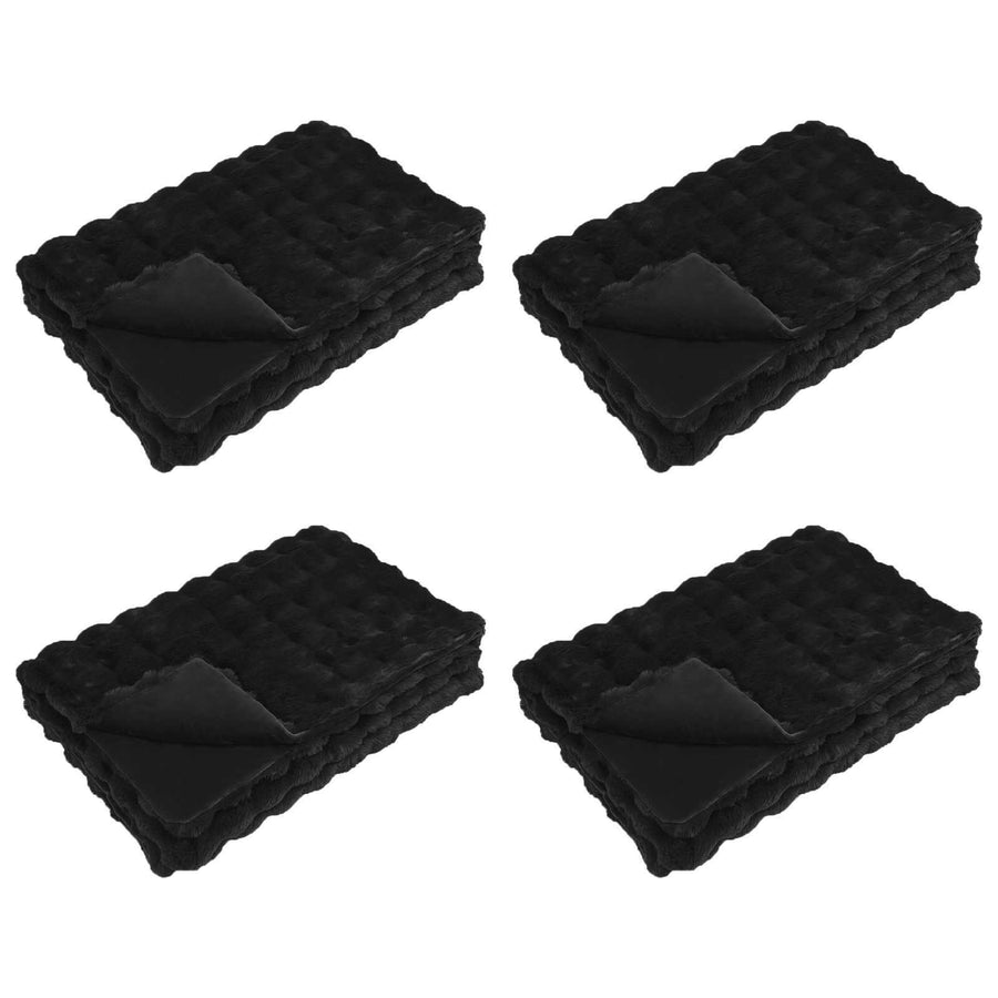 Neppels Konijnenbont Deken 4 pcs Zwart 130 x 150 cm Polyester