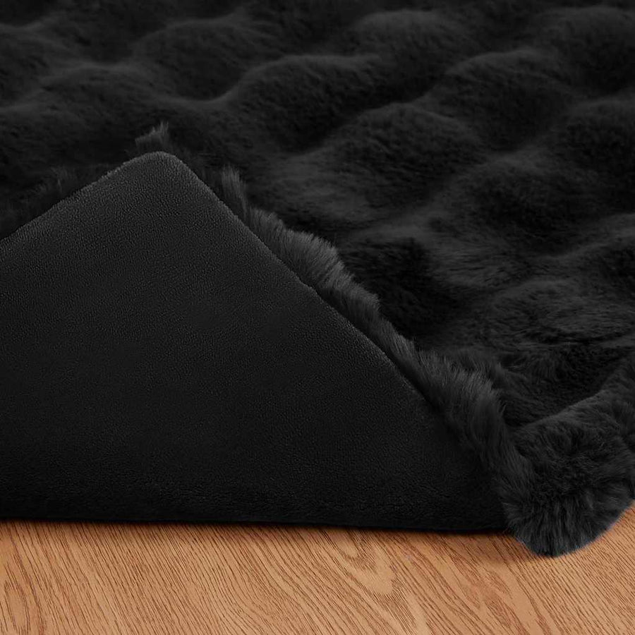 Neppels Konijnenbont Deken 4 pcs Zwart 150 x 220 cm Polyester