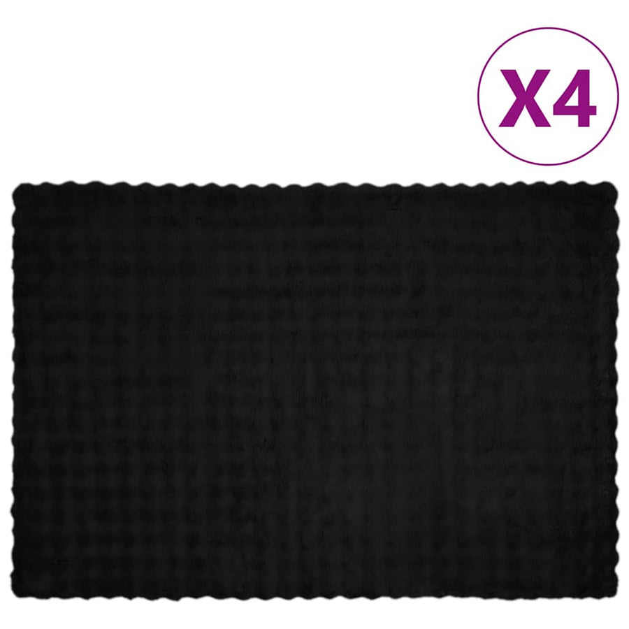 Neppels Konijnenbont Deken 4 pcs Zwart 150 x 220 cm Polyester