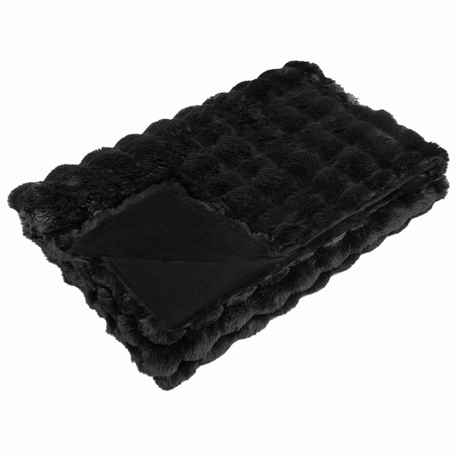 Neppels Konijnenbont Deken 4 pcs Zwart 150 x 220 cm Polyester