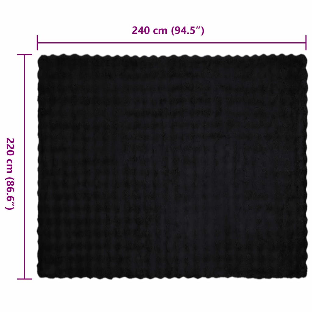 Neppels Konijnenbont Deken 4 pcs Zwart 220 x 240 cm Polyester