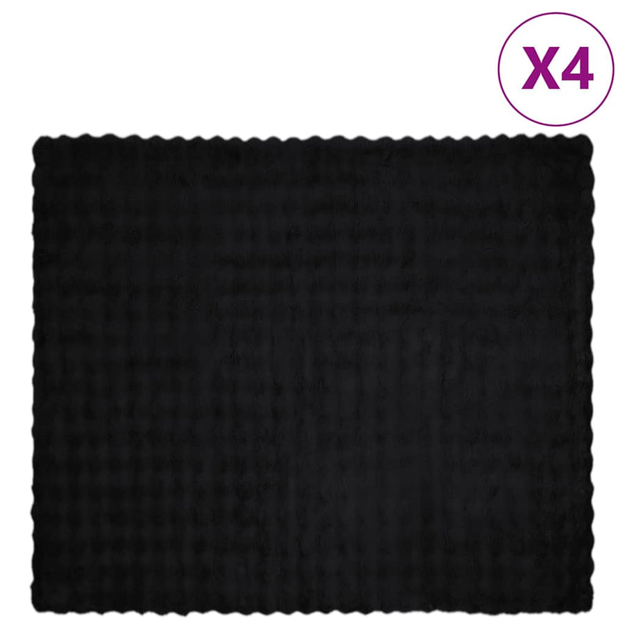 Neppels Konijnenbont Deken 4 pcs Zwart 240 x 270 cm Polyester