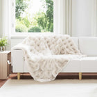 Non-slip faux rabbit fur blanket Olite White 130 x 150 cm