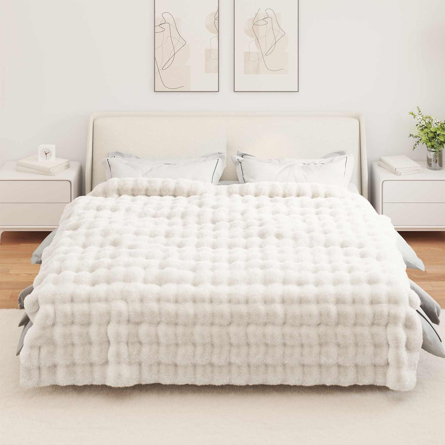 Neppels Konijnenbont Deken Wit 220 x 240 cm Polyester