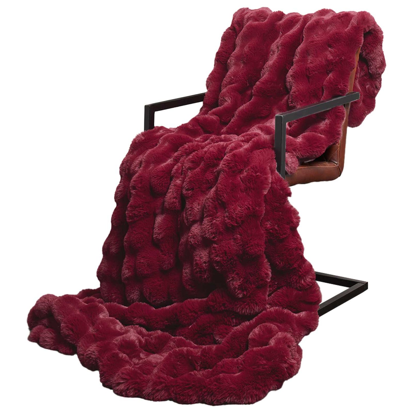 Neppels Konijnenbont Deken Bordeaux Rood 130 x 150 cm Polyester