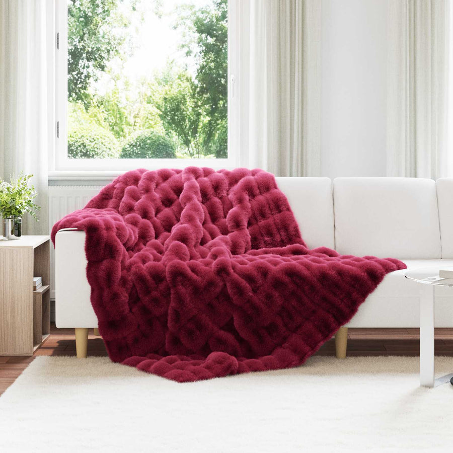 Neppels Konijnenbont Deken Bordeaux Rood 150 x 220 cm Polyester