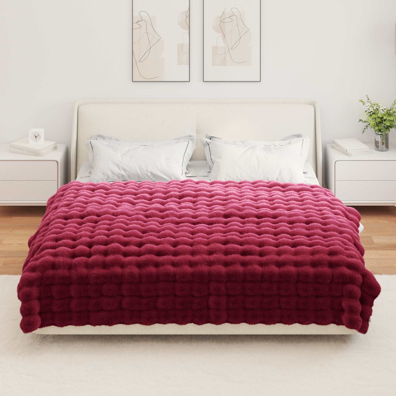 Neppels Konijnenbont Deken Bordeaux Rood 150 x 220 cm Polyester
