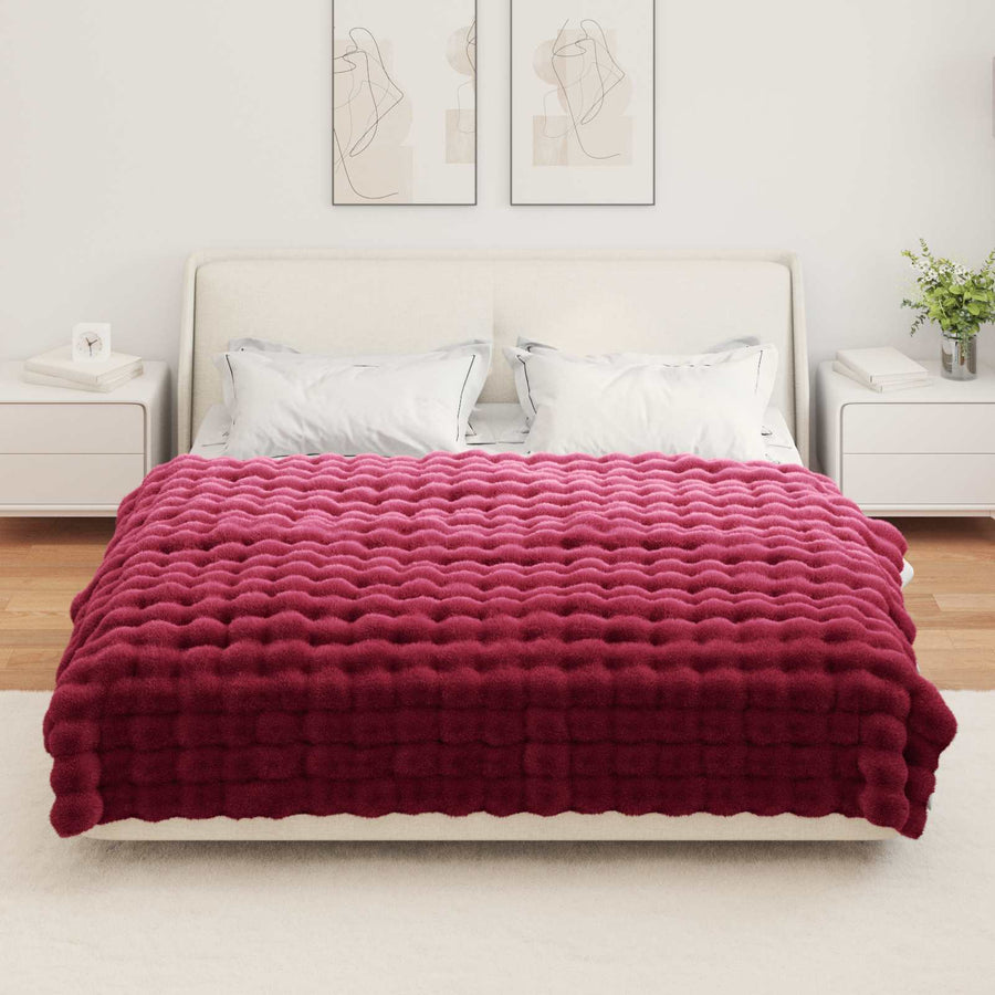 Neppels Konijnenbont Deken Bordeaux Rood 150 x 220 cm Polyester