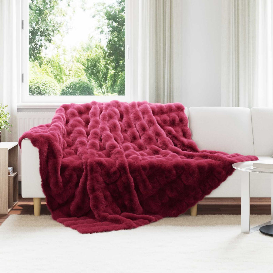 Neppels Konijnenbont Deken Bordeaux Rood 220 x 240 cm Polyester