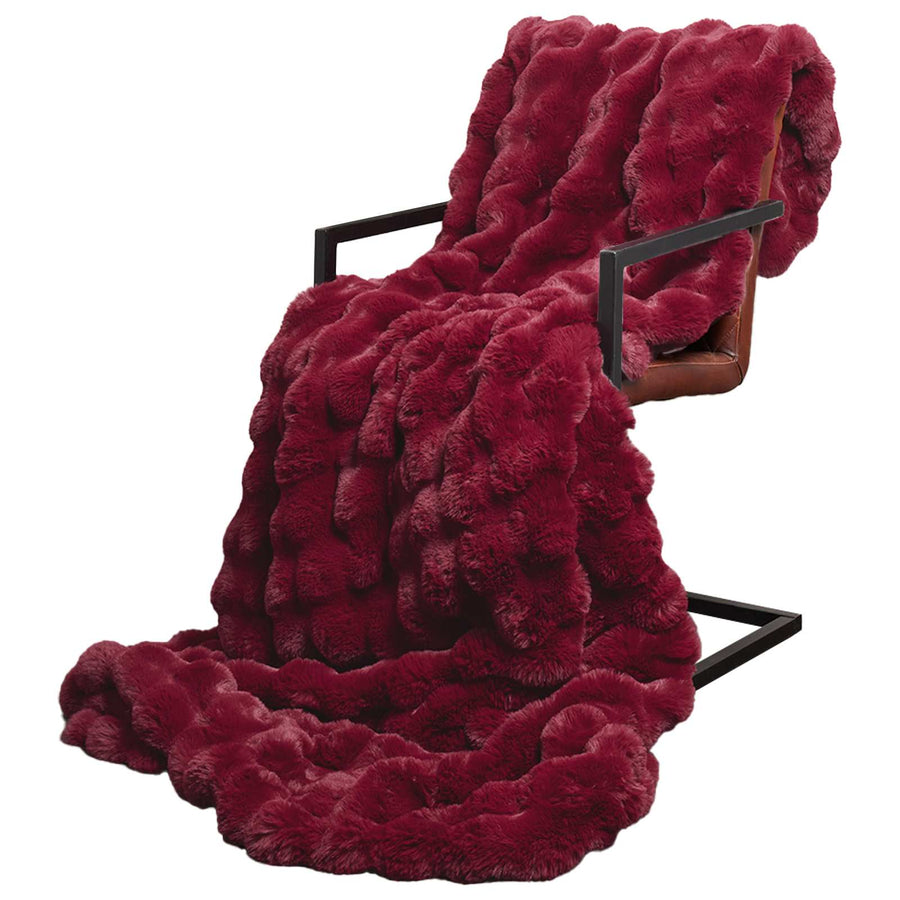Neppels Konijnenbont Deken Bordeaux Rood 220 x 240 cm Polyester