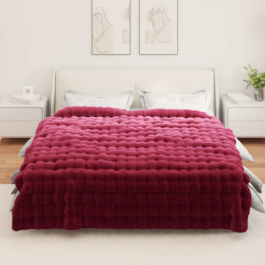 Neppels Konijnenbont Deken Bordeaux Rood 240 x 270 cm Polyester