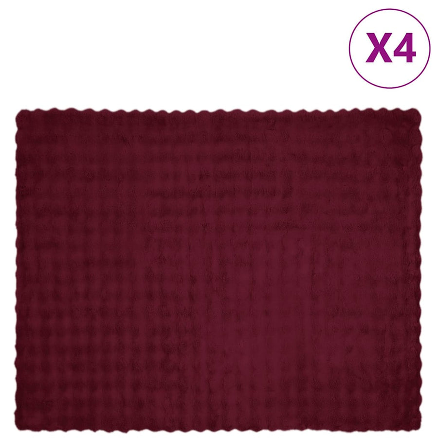 Neppels Konijnenbont Deken 4 pcs Bordeaux Rood 130 x 150 cm