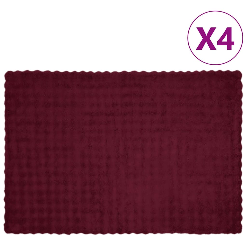 Neppels Konijnenbont Deken 4 pcs Bordeaux Rood 150 x 220 cm