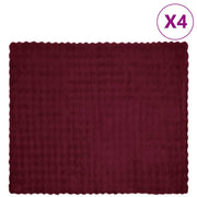 Dekens nep konijnenbont 240x270 cm bordeaux rood 4 stuks
