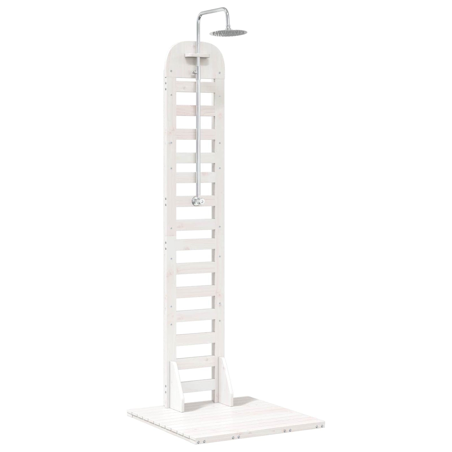 Buitendouche 223 cm Massief grenenhout en roestvrij staal Wit