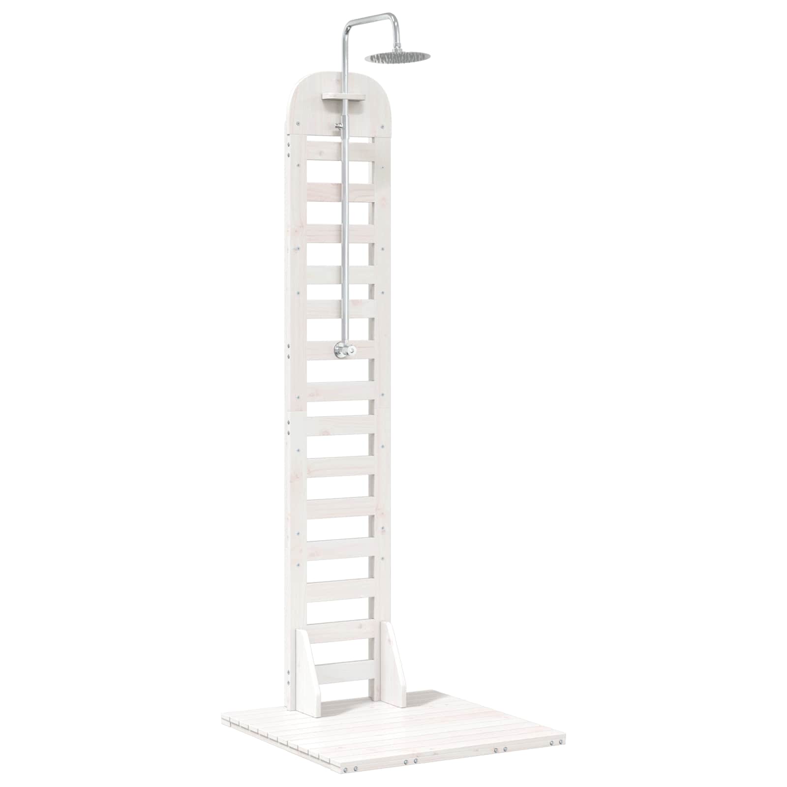 Buitendouche 223 cm Massief grenenhout en roestvrij staal Wit