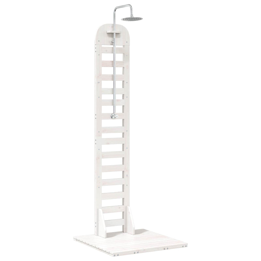 Buitendouche 223 cm Massief grenenhout en roestvrij staal Wit