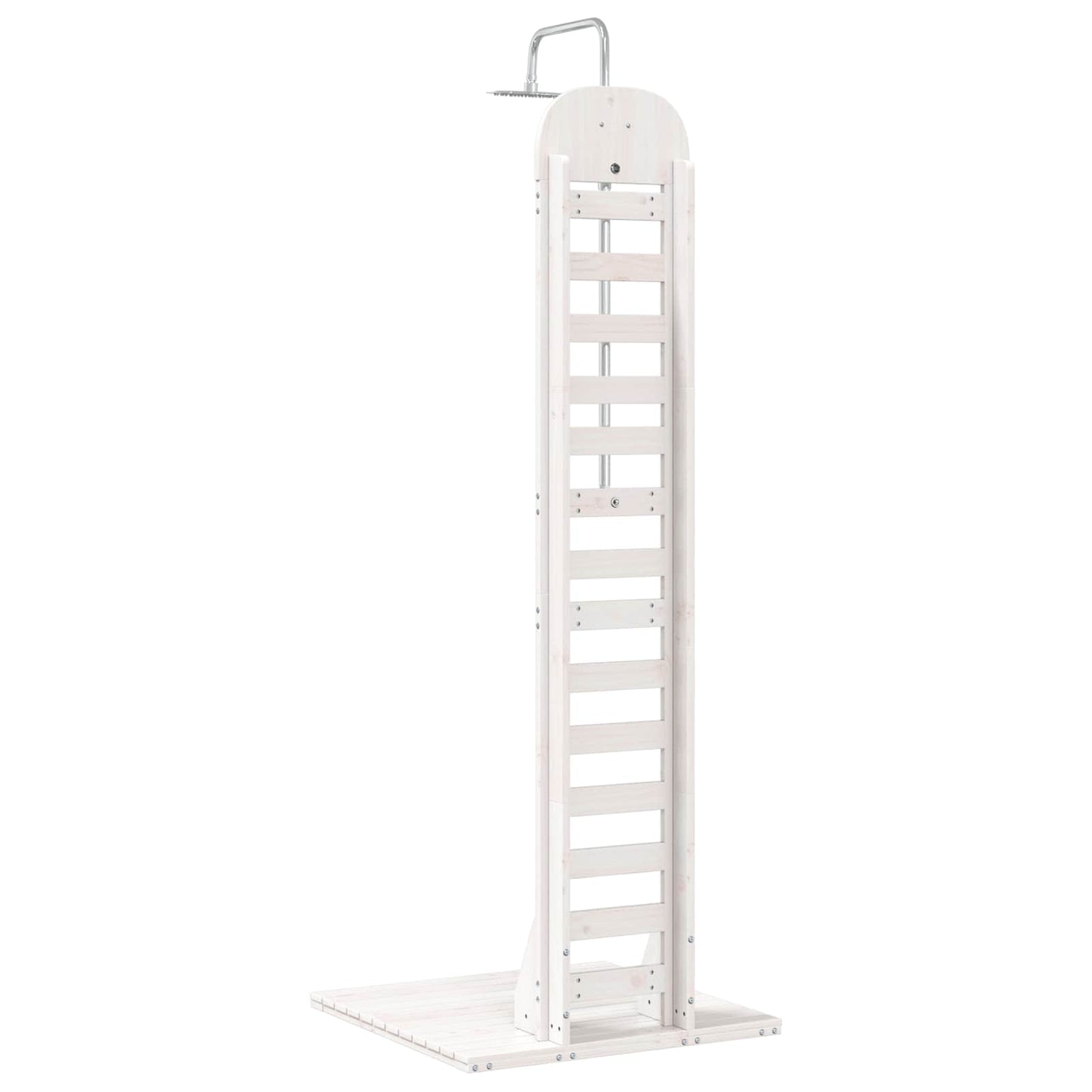 Buitendouche 223 cm Massief grenenhout en roestvrij staal Wit