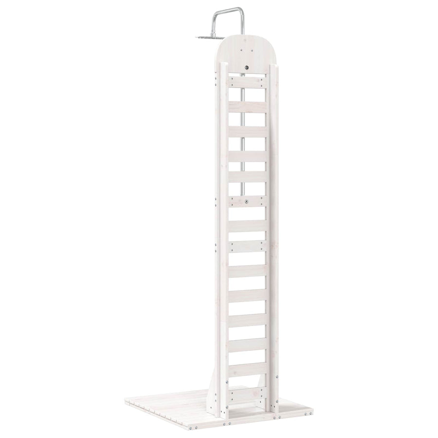 Buitendouche 223 cm Massief grenenhout en roestvrij staal Wit