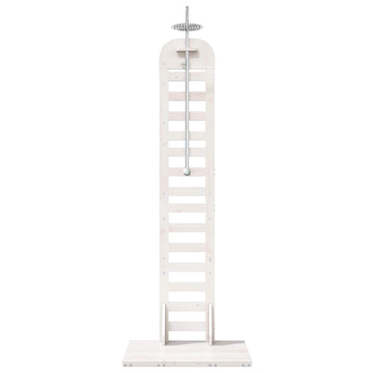 Buitendouche 223 cm Massief grenenhout en roestvrij staal Wit