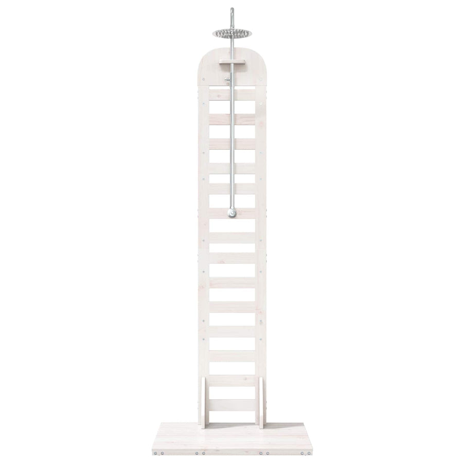 Buitendouche 223 cm Massief grenenhout en roestvrij staal Wit