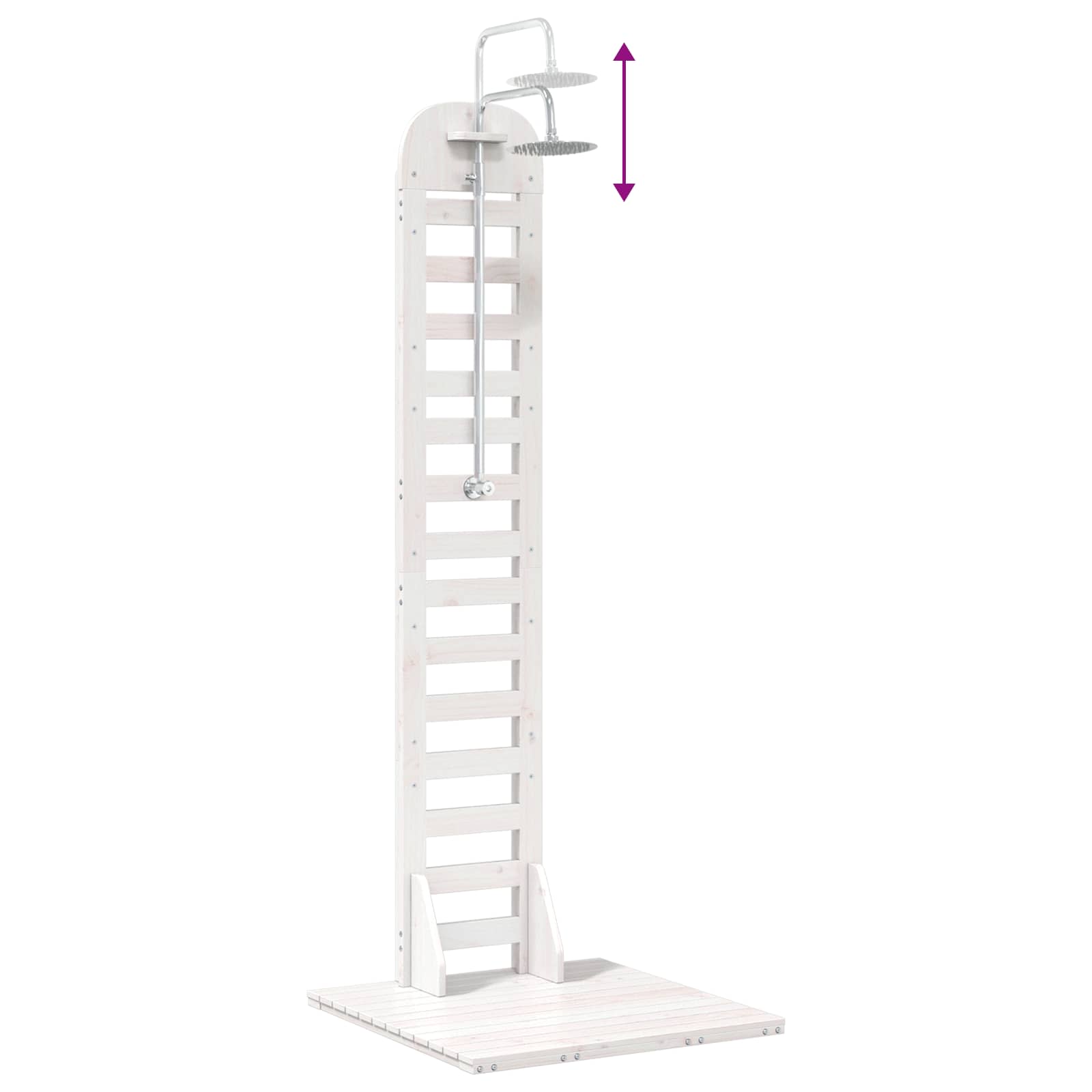 Buitendouche 223 cm Massief grenenhout en roestvrij staal Wit