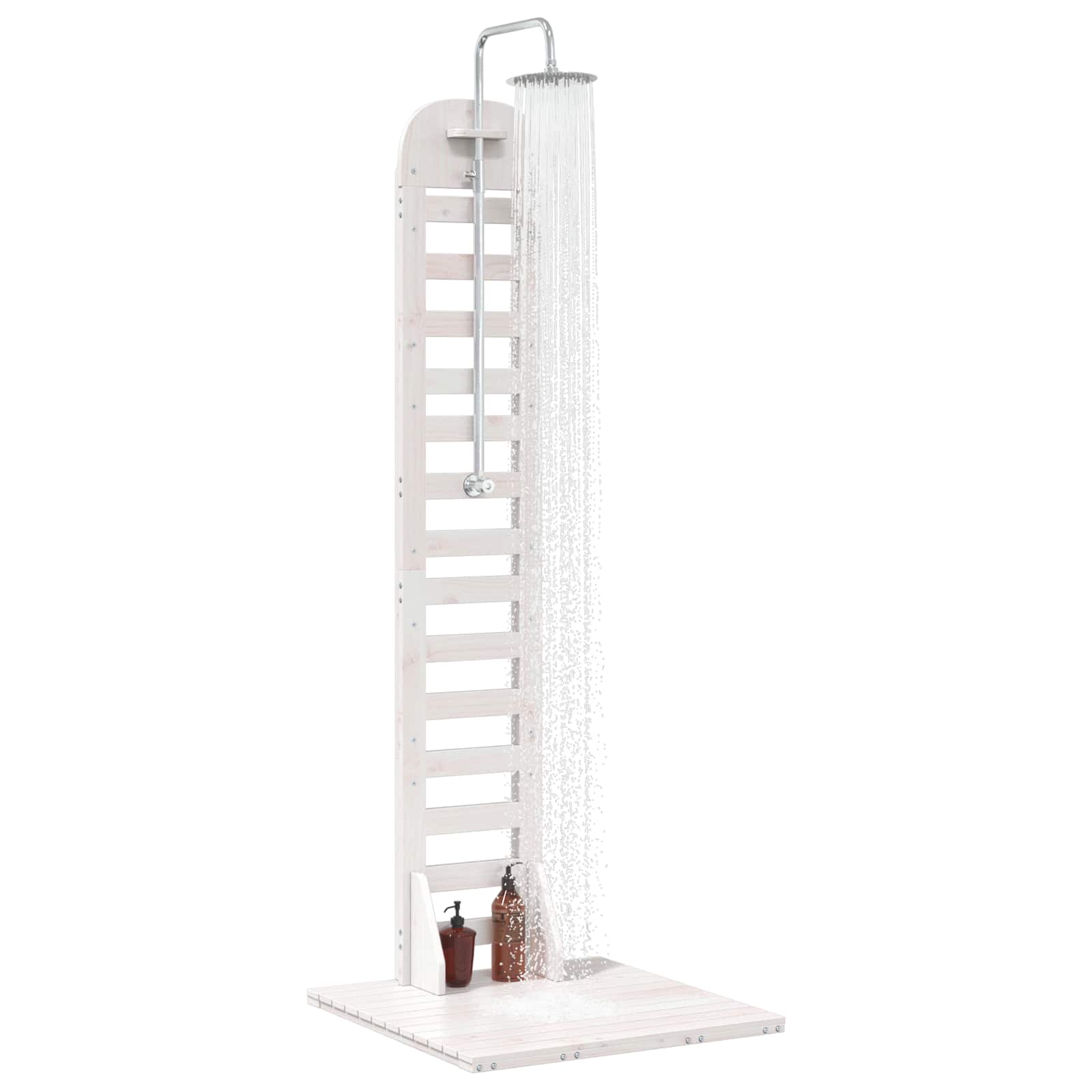 Buitendouche 223 cm Massief grenenhout en roestvrij staal Wit