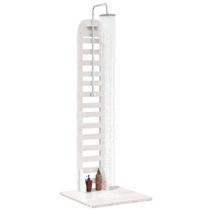 Buitendouche 223 cm Massief grenenhout en roestvrij staal Wit