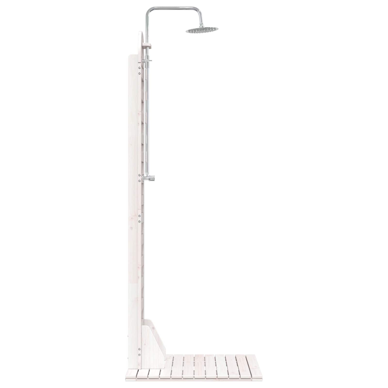Buitendouche 223 cm Massief grenenhout en roestvrij staal Wit