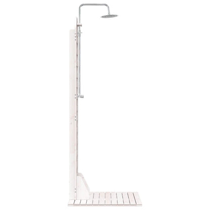 Buitendouche 223 cm Massief grenenhout en roestvrij staal Wit