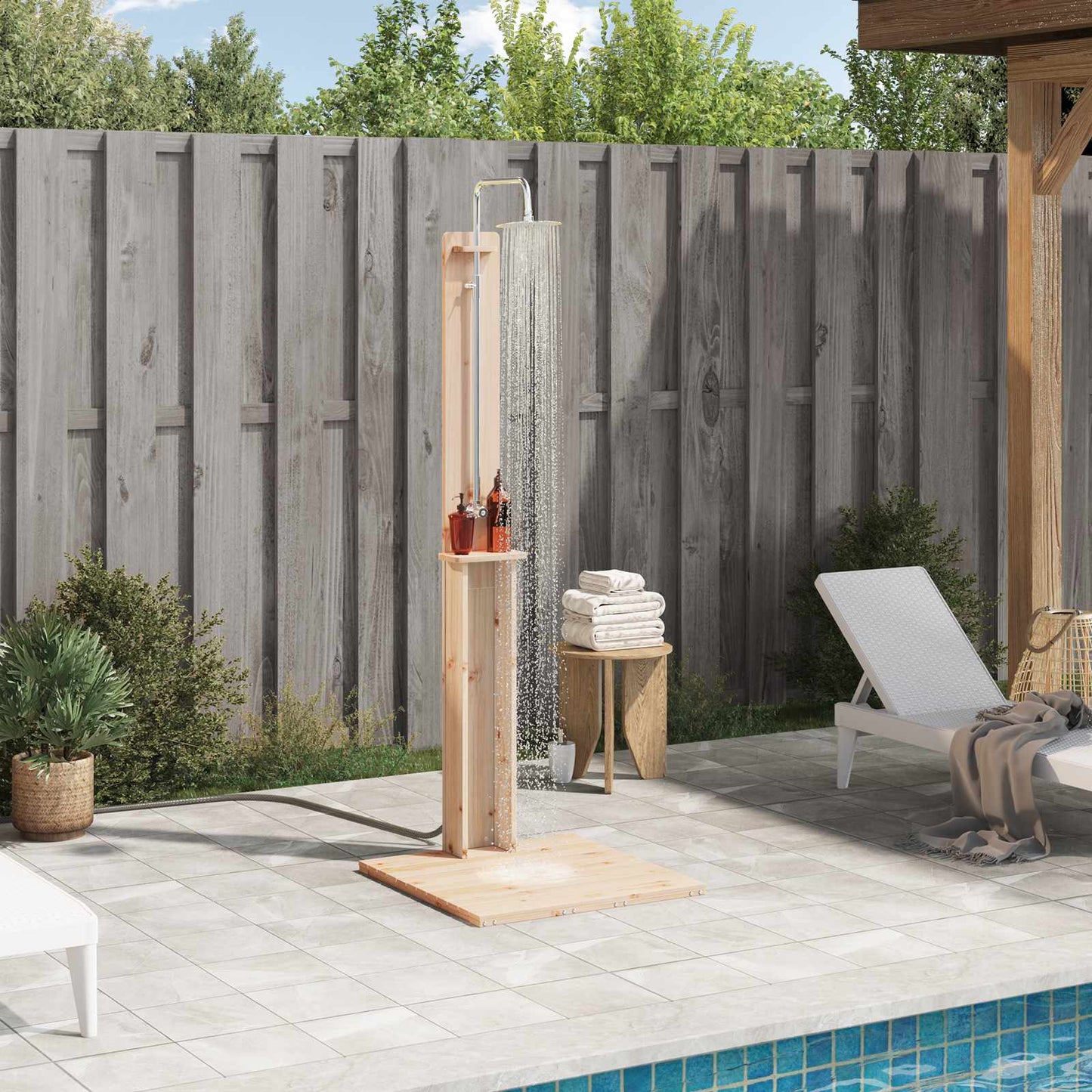 Buitendouche Naturel 75 x 76 x 217 cm Massief grenenhout
