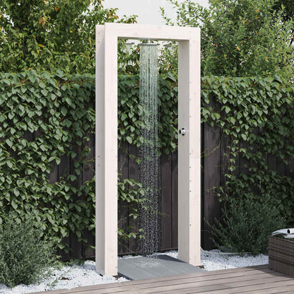 Buitendouche 226 cm Massief grenenhout en roestvrij staal Wit