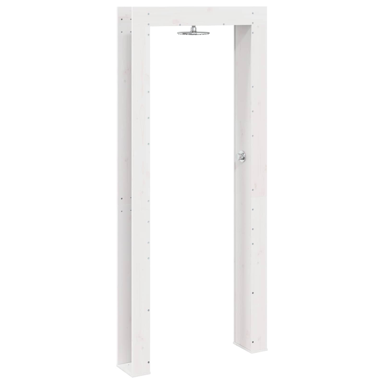 Buitendouche 226 cm Massief grenenhout en roestvrij staal Wit