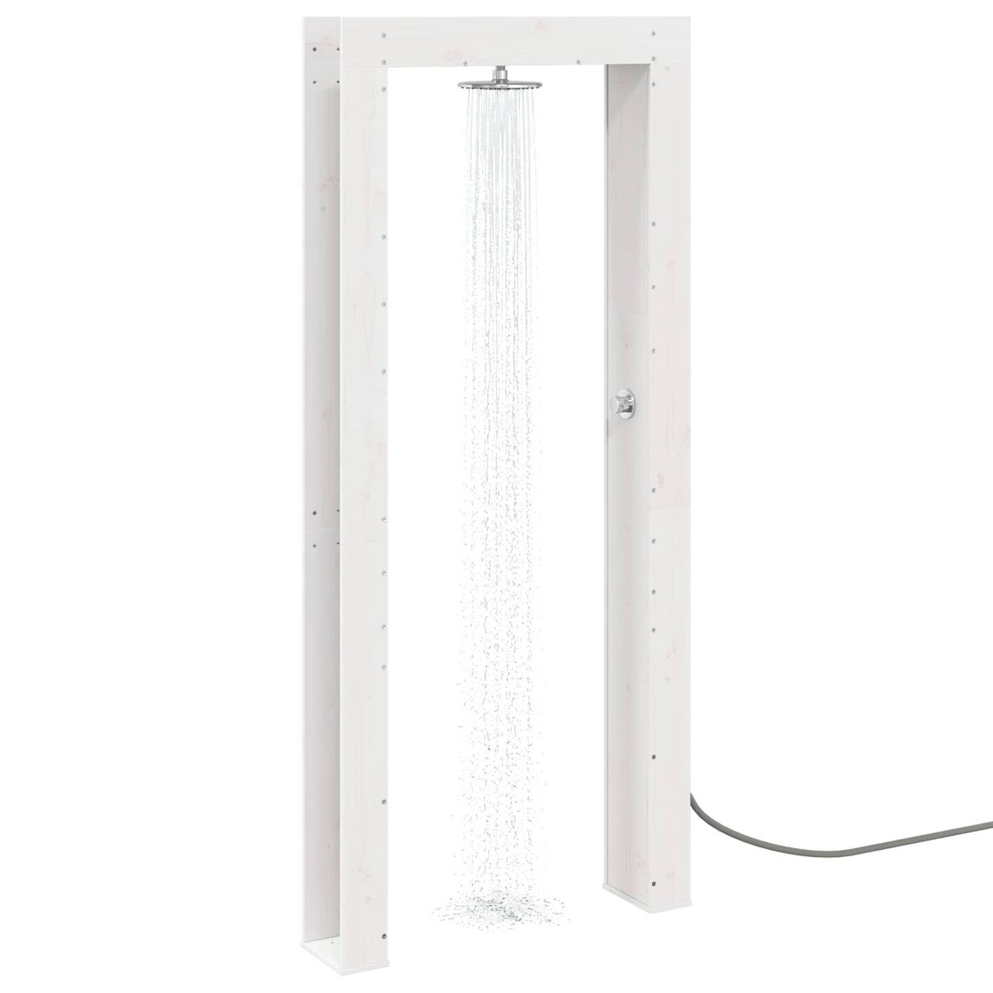 Buitendouche 226 cm Massief grenenhout en roestvrij staal Wit