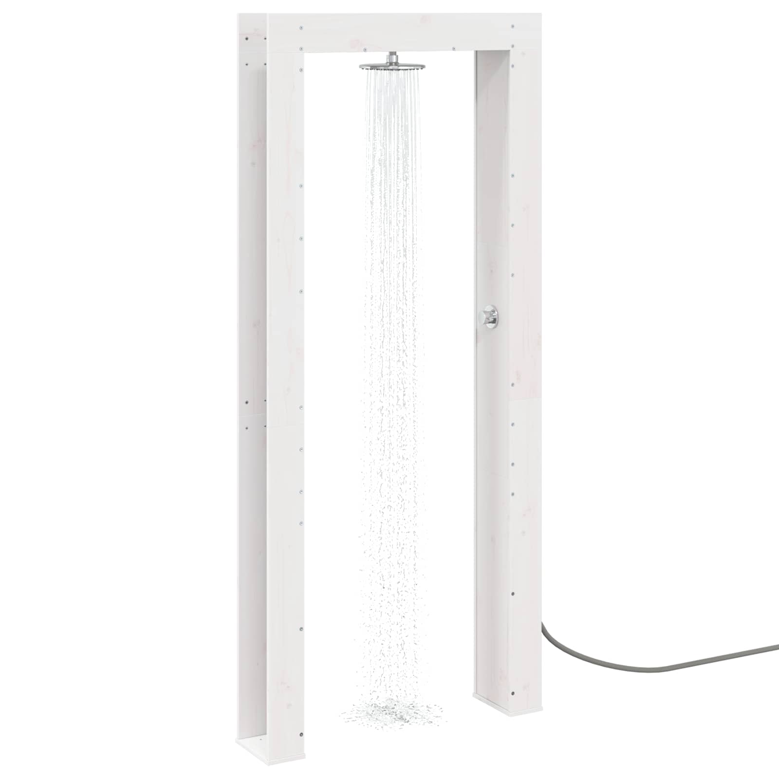 Buitendouche 226 cm Massief grenenhout en roestvrij staal Wit