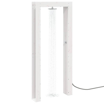 Buitendouche 226 cm Massief grenenhout en roestvrij staal Wit