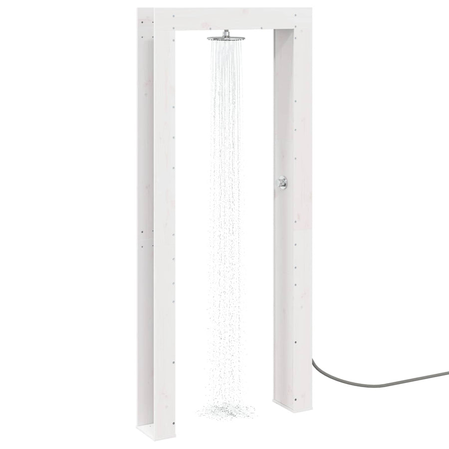 Buitendouche 226 cm Massief grenenhout en roestvrij staal Wit