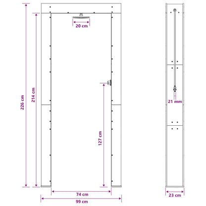 Buitendouche 226 cm Massief grenenhout en roestvrij staal Wit
