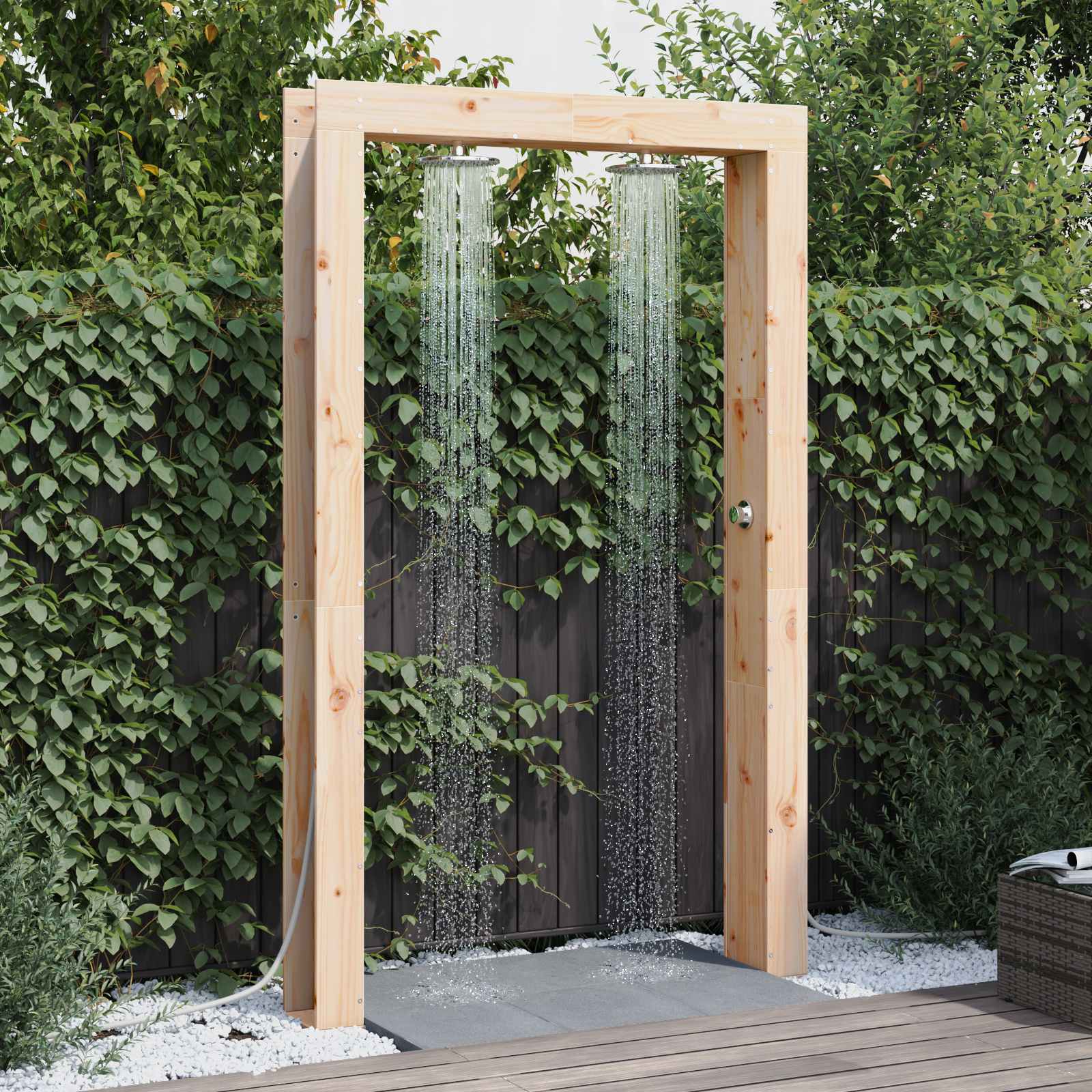 Buitendouche Naturel 137 x 23 x 226 cm Massief grenenhout